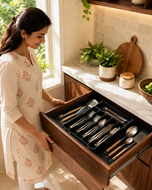 Homiva | FlexNest™ Expandable Kitchen Cutlery Organizer