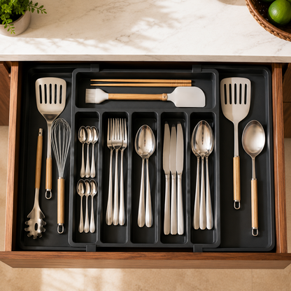 Homiva | FlexNest™ Expandable Kitchen Cutlery Organizer