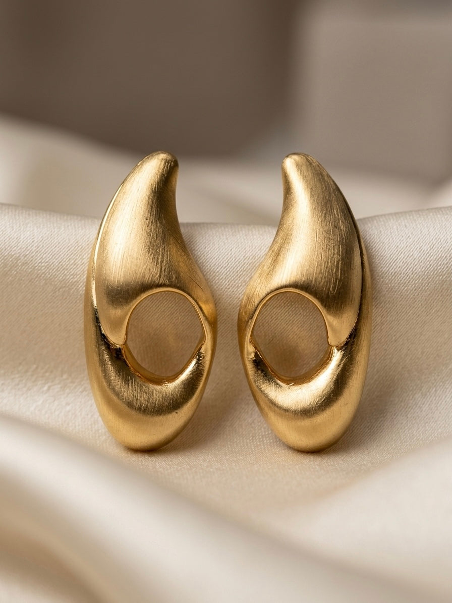 Halo | Brushed Gold Earrings