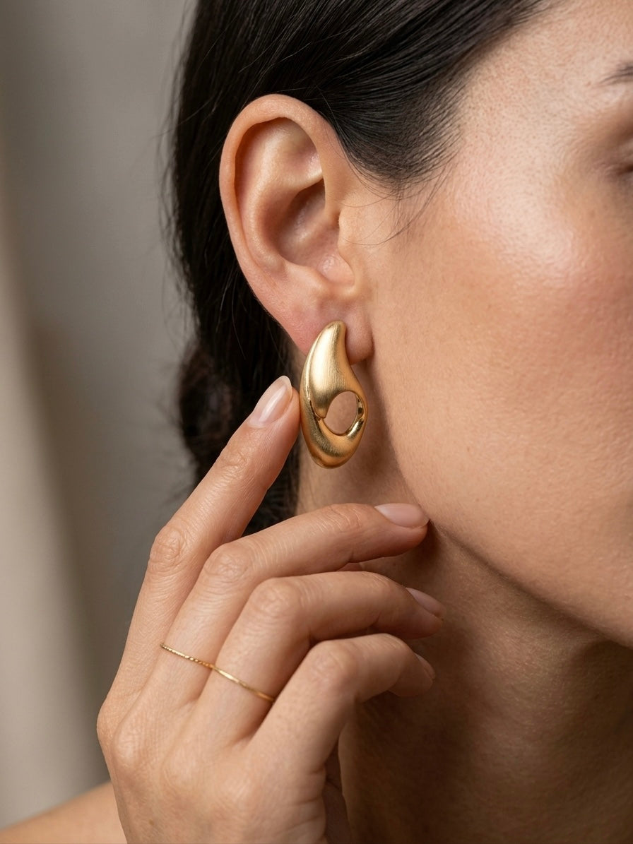 Halo | Brushed Gold Earrings