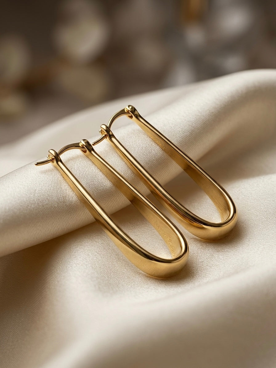 Sora | Elongated Hoop Earrings