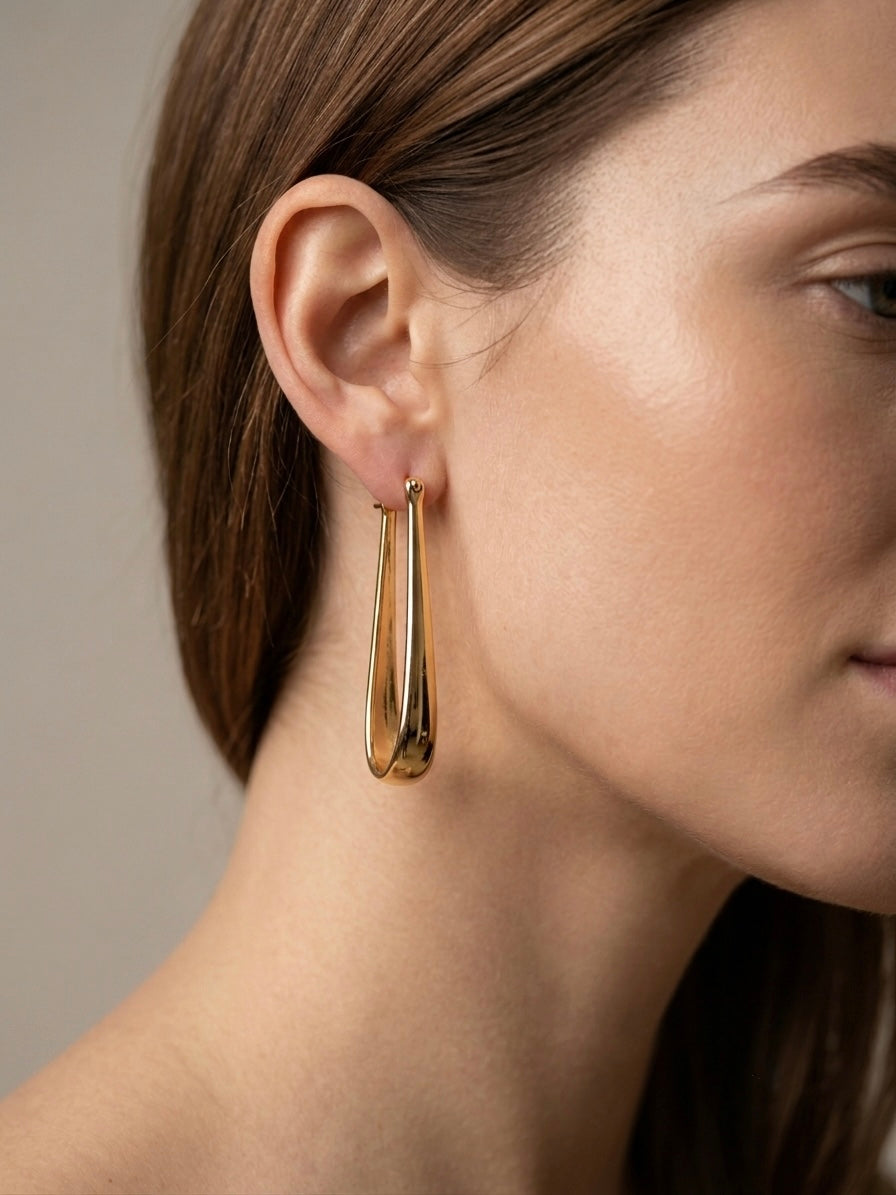 Sora | Elongated Hoop Earrings