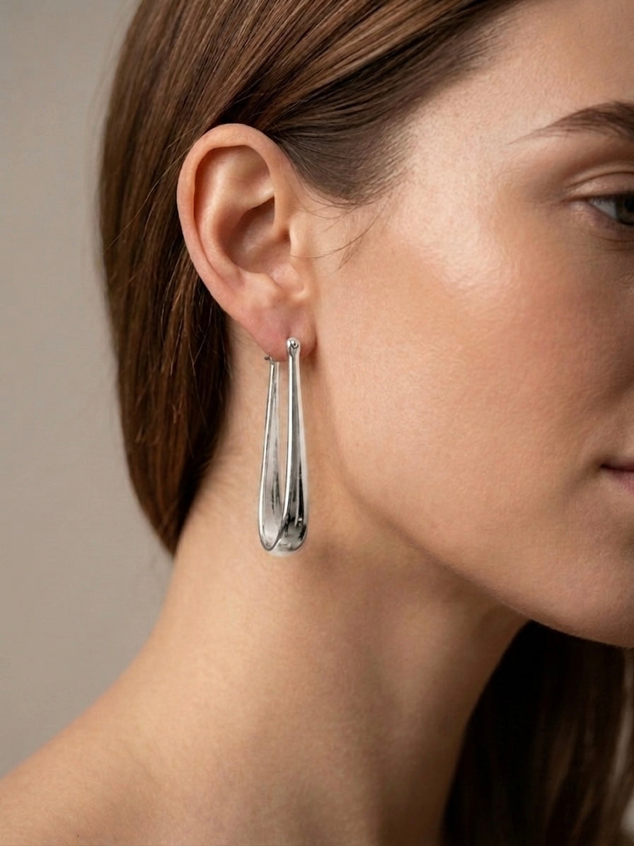 Sora | Elongated Hoop Earrings