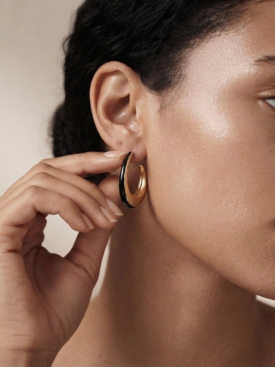 Curve | Enamel Hoop Earrings