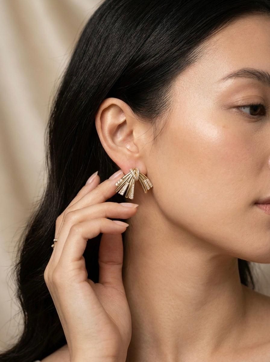 Bowie | Crystal Fan Drop Earrings
