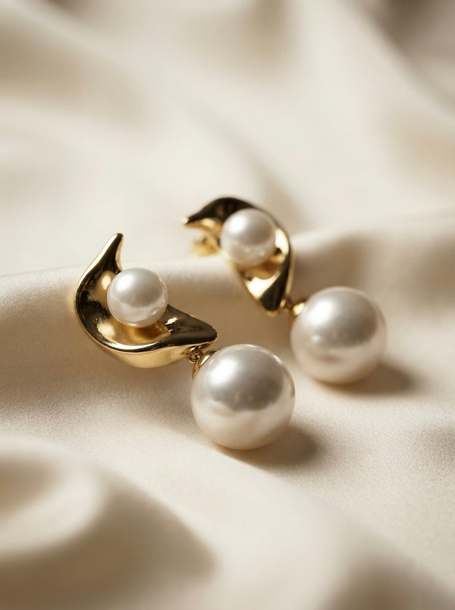 Crescent | Pearl Drop Earrings