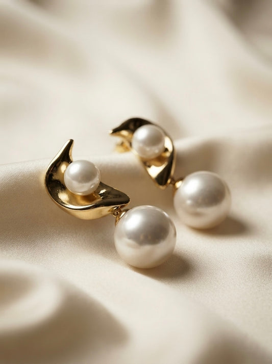 Crescent | Pearl Drop Earrings