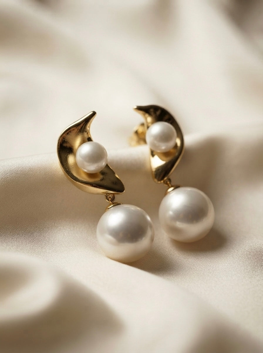 Crescent | Pearl Drop Earrings