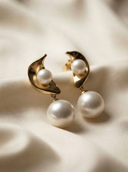 Crescent | Pearl Drop Earrings