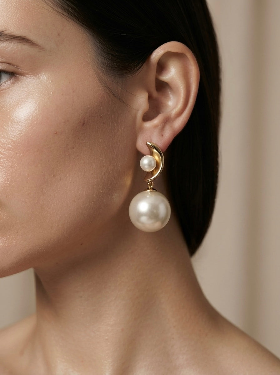 Crescent | Pearl Drop Earrings