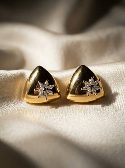 Pyramid Bloom | Crystal Stud Earrings