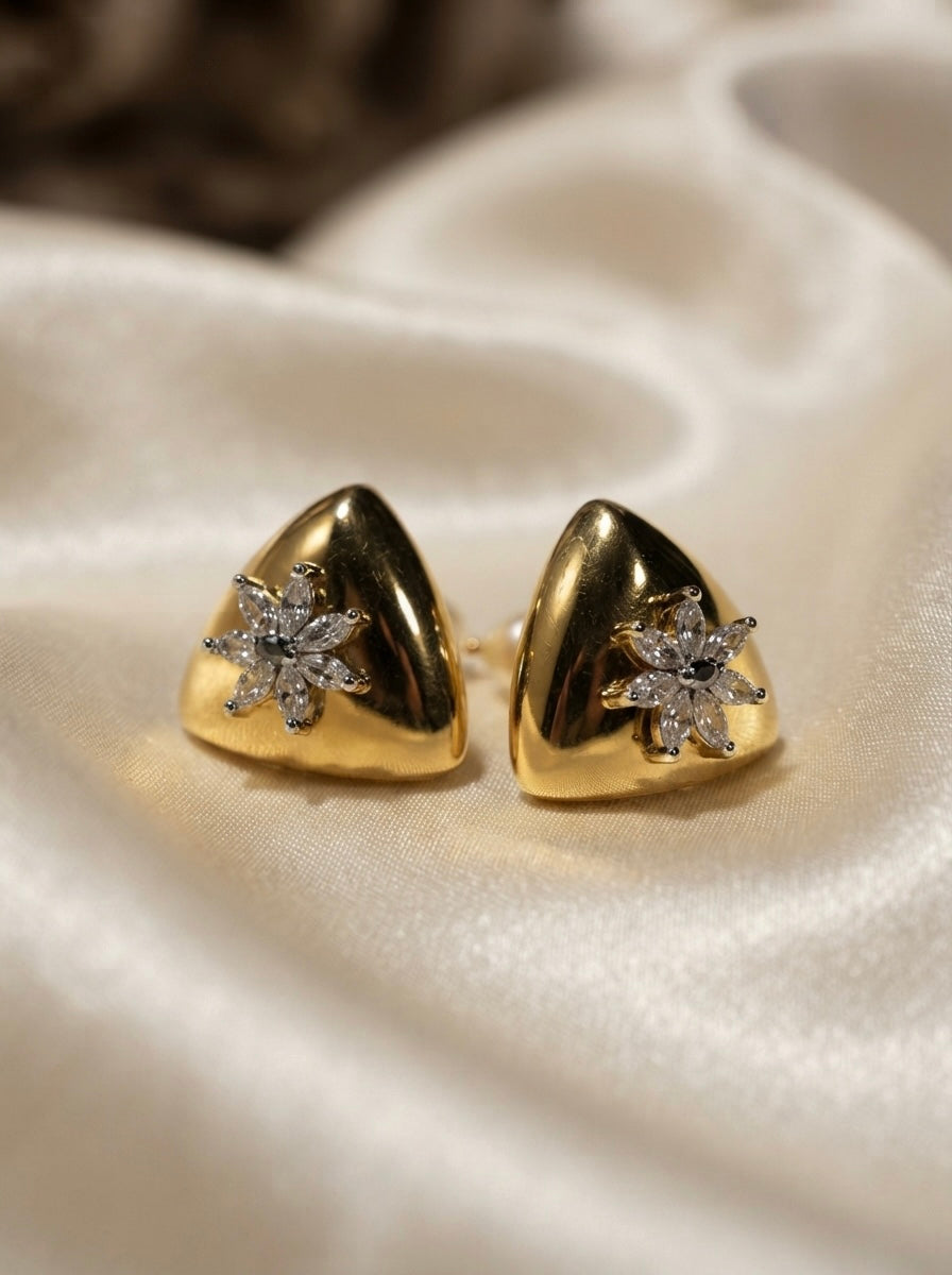 Pyramid Bloom | Crystal Stud Earrings